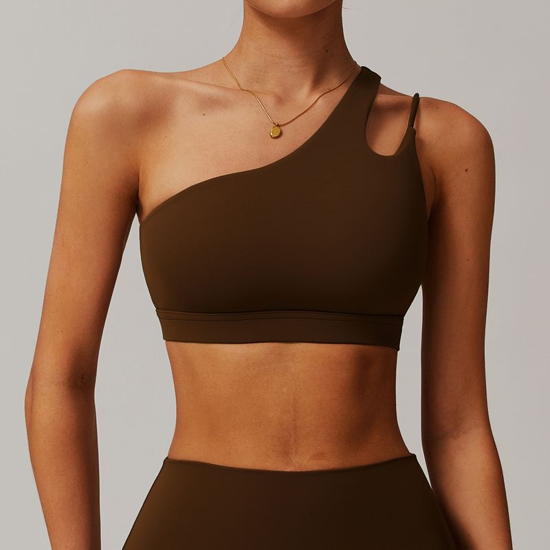 A- l-o Same Oblique One-Shoulder Beauty Back Yoga Bra Nude Feel Sports Intimates Asymmetrical Shoulder Strap Fitness Vest