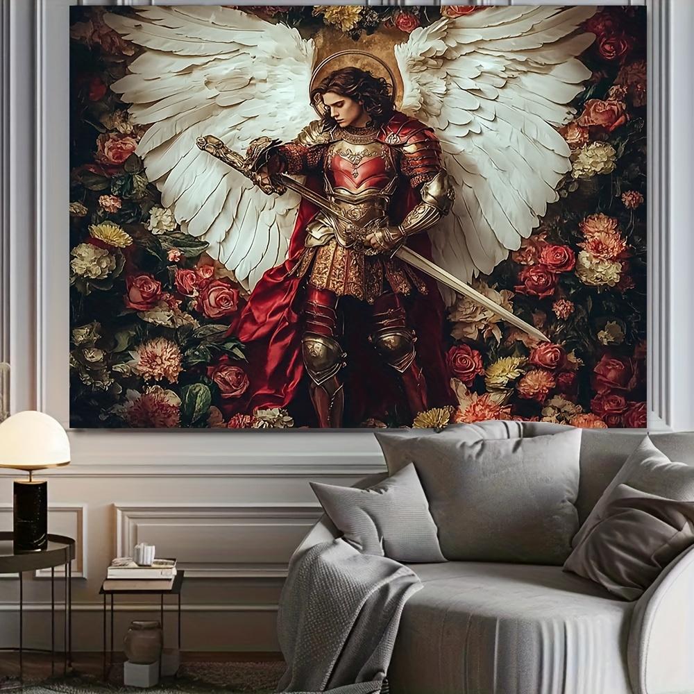 Guardian Angel Tapestry - Majestic Warrior with Sword and Wings for Home Decor and Aesthetic Beauty, Perfect for Any Room 100X70CM