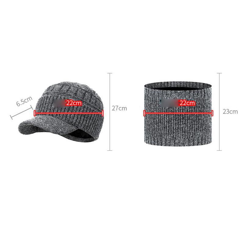 Winter Wool Thick Cashmere Inner Knitted Hat Men's Warm and Cold-Proof Two-Piece Wool Hat