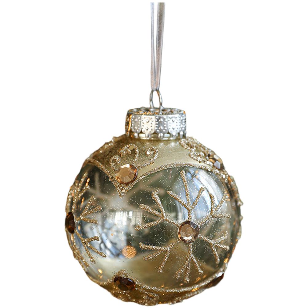 

8CM Clear Plastic Christmas Tree Ornament Hanging Decoration with Gold Glitter Inside for Festive Holiday Decor