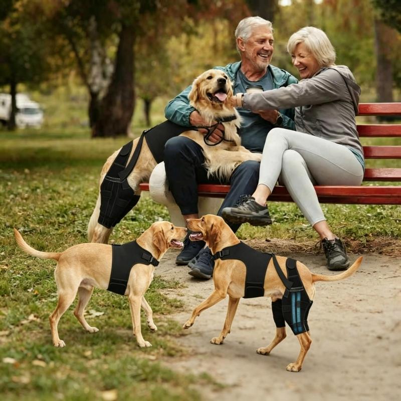 Attelle de soutien pour la patte arrière du chien pour déchirure et dysplasie de la hanche avec sangle réglable et stabilisateurs Support de jambe B03E