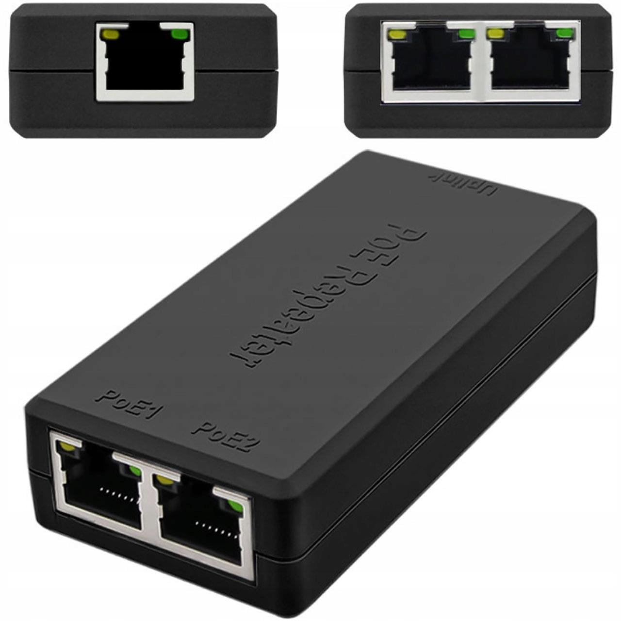 Rosfix Repeater POE 1x IN 2x OUT – Rozgałęzanie Zasilania i Danych | Zasięg do 100m | Plug&Play, Kompatybilny z IEEE802.3af/at