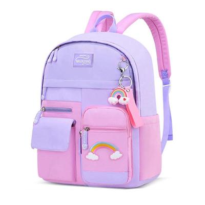Sac à dos scolaire de dessin animé pour filles multi-poches antivol sac d'école mignon sac à dos étudiant sacs à livres pour enfants voyage violet