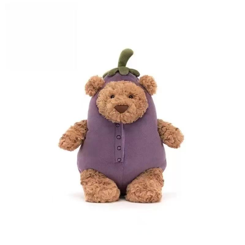 J C Plush New Bartholomew Bear Series Plush Toys Eggplant Bear Love Bear Cute Plush Toy Baby Comfort Child Birthday Gift