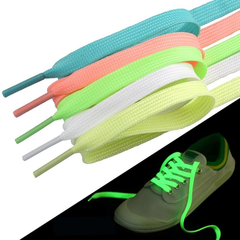 Glowing In The Dark Shoestrings Polyester Flat Luminously Athletic Sneakers Shoe Laces Replacement For Outdoor Activity