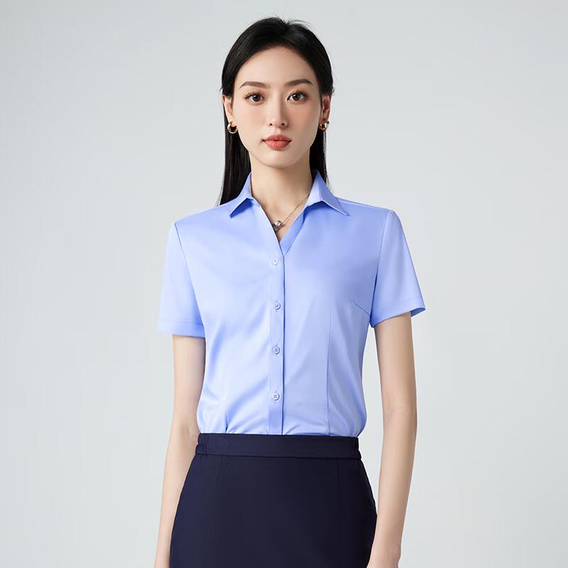 Trueman Women's V-Neck Short Sleeve Blouse