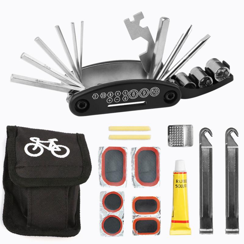 Bicycle Repair Kit 16 In 1 Multitool Set For Mountain And Road Bike Maintenance