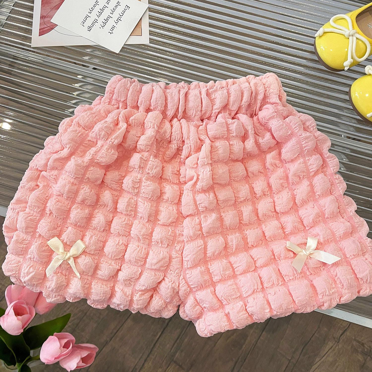 

Модные шаровары для девочек с вафельным бантом 2024 года 130cm