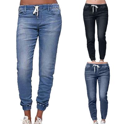 Women's Fashion Casual Mid Waist Pocket Jeans Pants Denim Casual Pants
