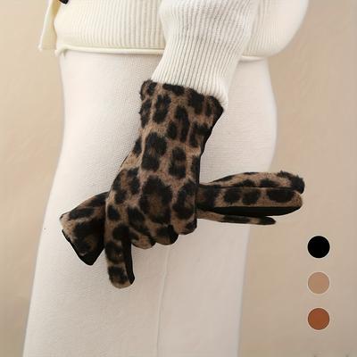2025 Mode Handschuhe mit Leopardenmuster, Herbst- und Winter-Outdoor-Radhandschuhe, verdickte Fingerhandschuhe