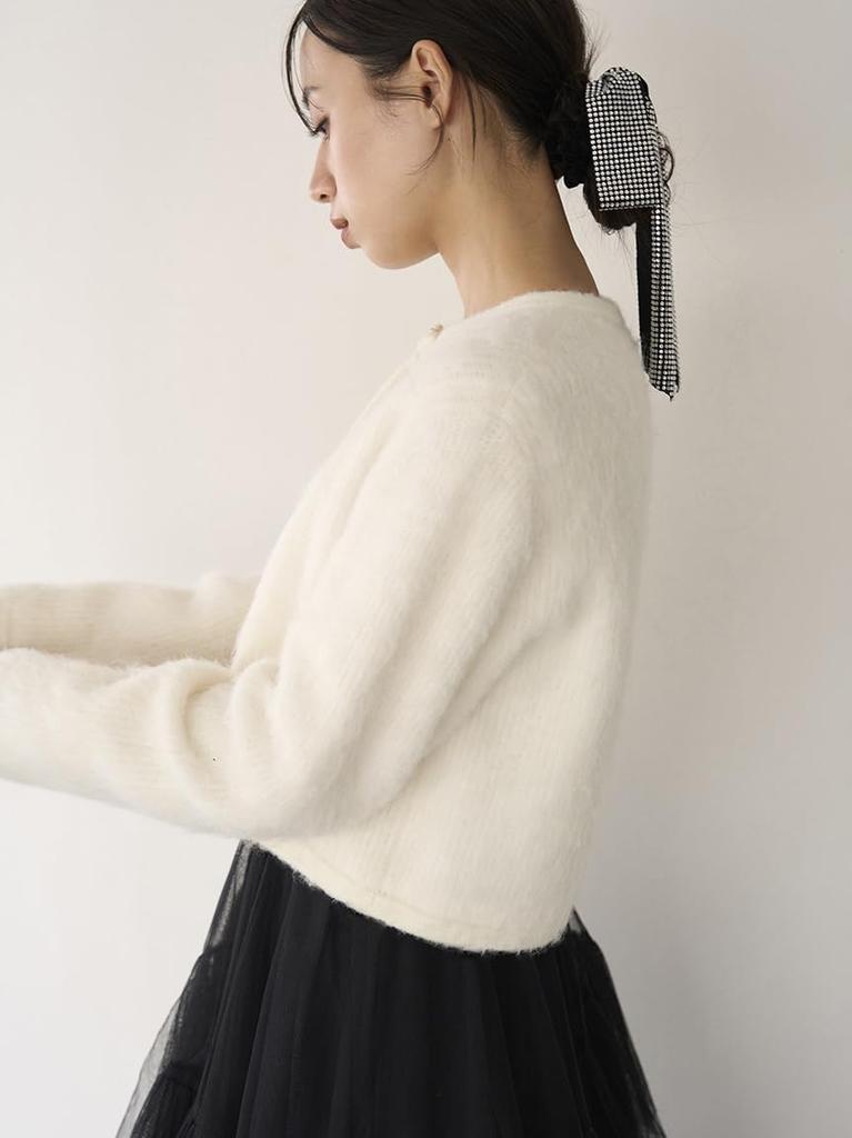 Snidel Sustaina Strickjacke SWNJ245025 Weiß Pelzähnlich Damen