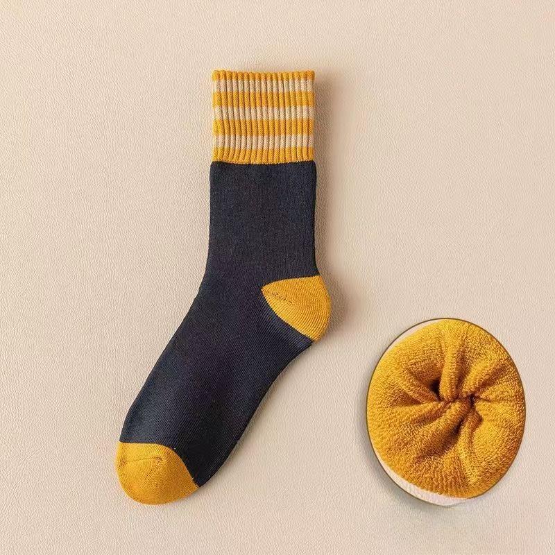 Women's Winter Fleece, Thickened Towel Socks, Striped Warm Winter Long Socks, Autumn and Winter Mid-calf Socks