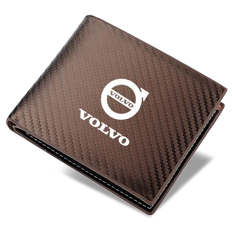 Lederen Koolstofvezel Auto Logo Portemonnee Rijbewijs Creditcard Portemonnees voor Volvo Rdesign V40 V50 XC70 XC60 S90 XC90 S60 XC40 V60