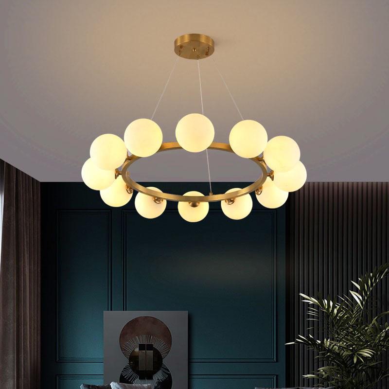 Nordic Modern Chandelier: Elegant Round Light for Living Room, Restaurant, or Bedroom - Stylish and Atmospheric Design