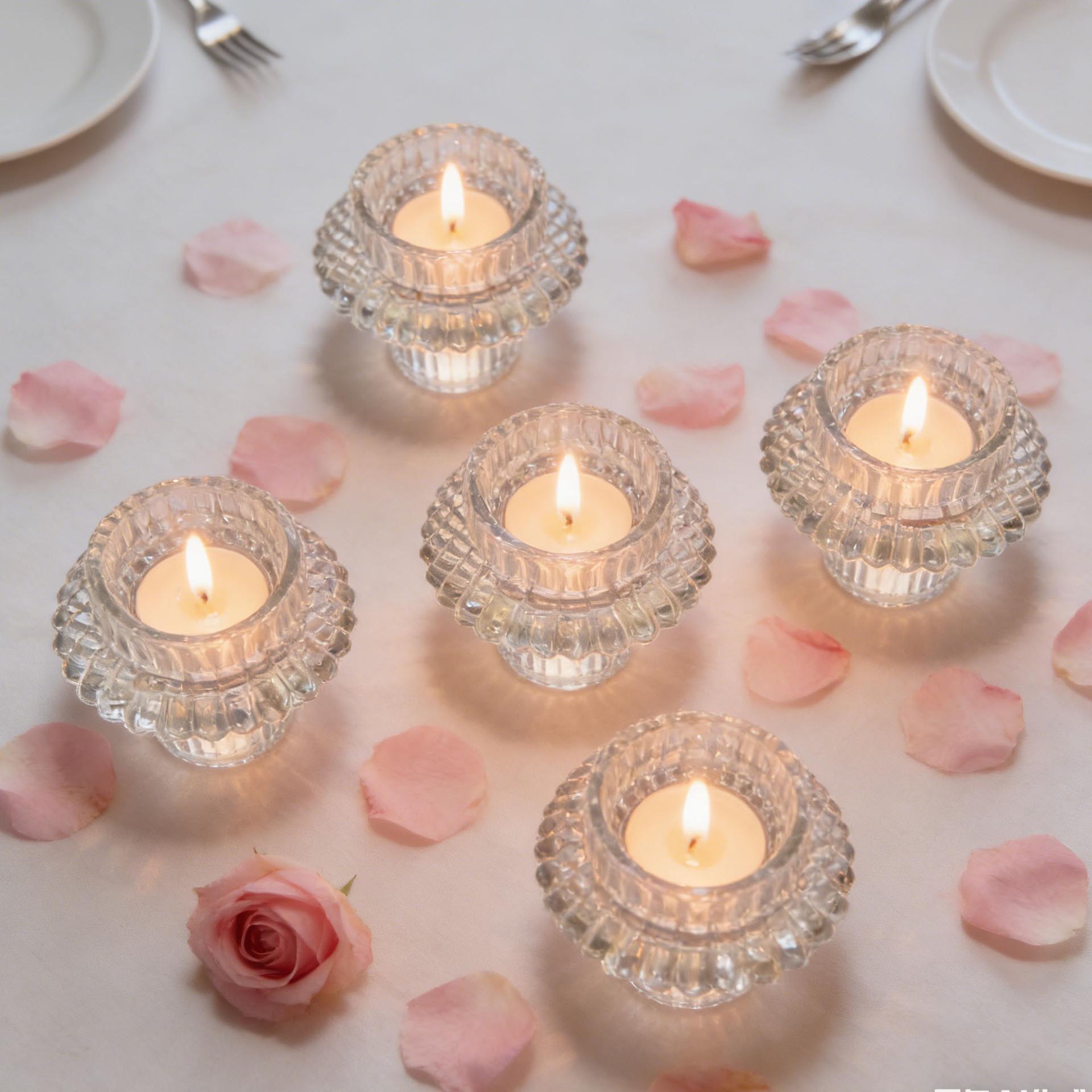 Romantic Aromatherapy Candle Holder: Tea Light Glass Cup for Candlelight Dinner & Festival Atmosphere Decoration Candle Holder