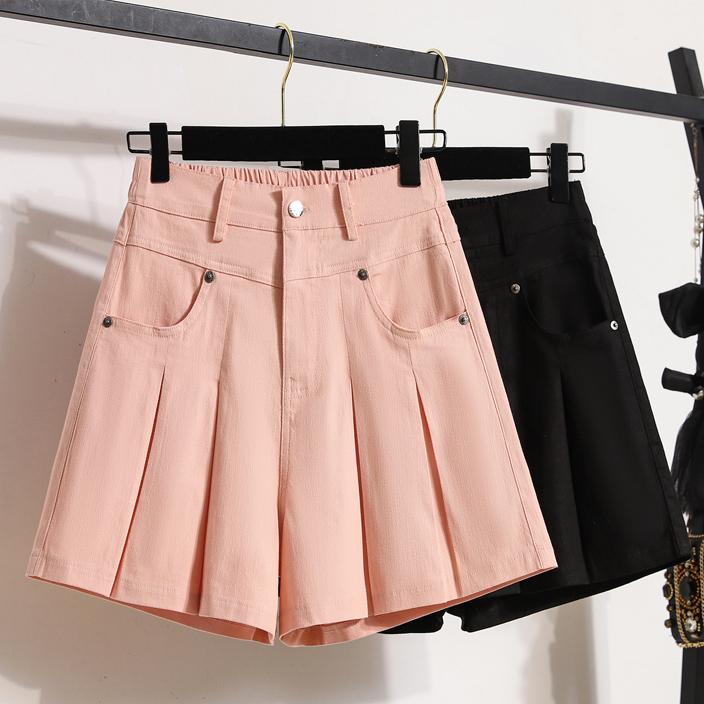 

DIMANAF 2024 летние джинсы плюс размер шорты джинсы женские базовые брюки свободные повседневные женские розовые брюки брюки 5XL XL чёрный