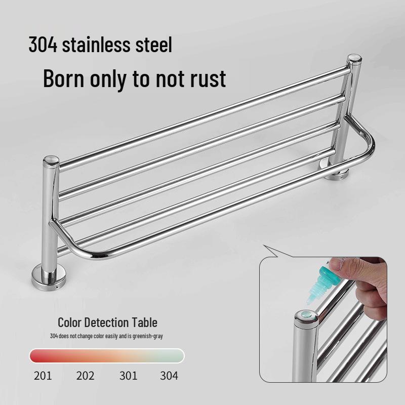 304 Stainless Steel Bathroom Rack Set: Towel Rack, Toilet Triangle Rack, Paper Holder, Storage Hanger