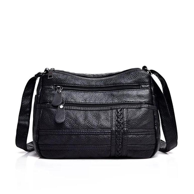 Women's Large-capacity Single-shoulder Bag Messenger Bag Ladies Solid Color Casual Soft Leather Bag