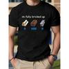 European Sizes Men'S Black T-shirt with "I'm Totally Bricked" Design
