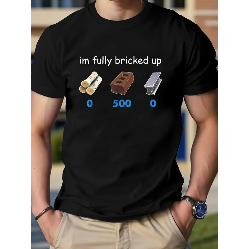 

European sizes Men S Black T-shirt with I m totally bricked Design 4XL чорний