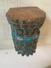 Carved Floral Wood Floating Shelf: Rustic Blue Wall Decor
