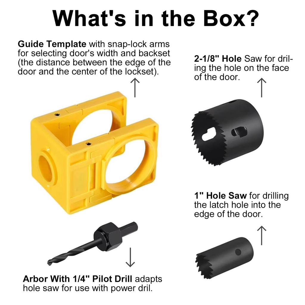 Door Lock Installation Kit Hole Saw Set For Door Knob Lock Carbon Steel Hand Tools With Guide