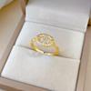 Real Gold Pig Nose Full Of Diamonds Ring Opening Adjustable Simple Jewelry Japanese Ring Couple Ring