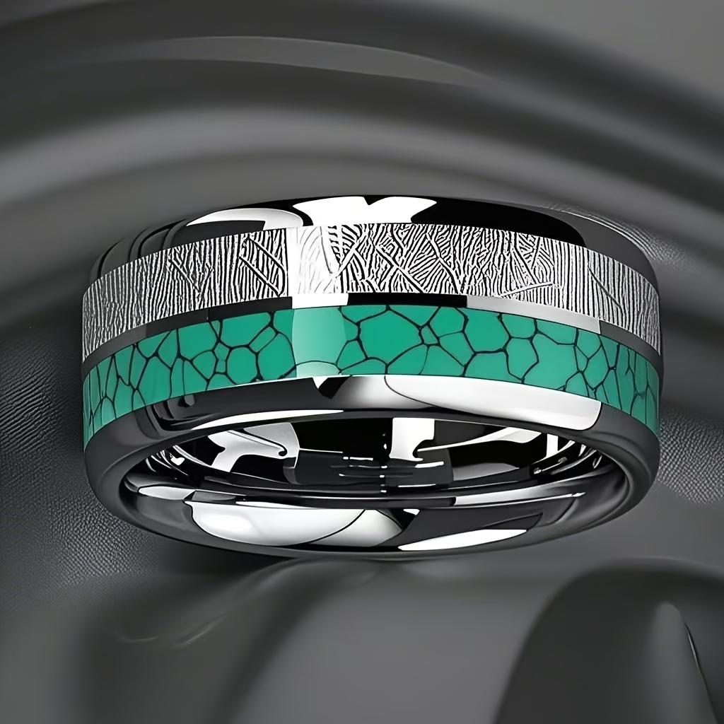 Bagues Fashion Ciel étoilé Bleu Foncé & Incrustation Météorite 8mm Couleur Cuivre Acier Inoxydable pour Hommes Femmes Bijoux de Mariage