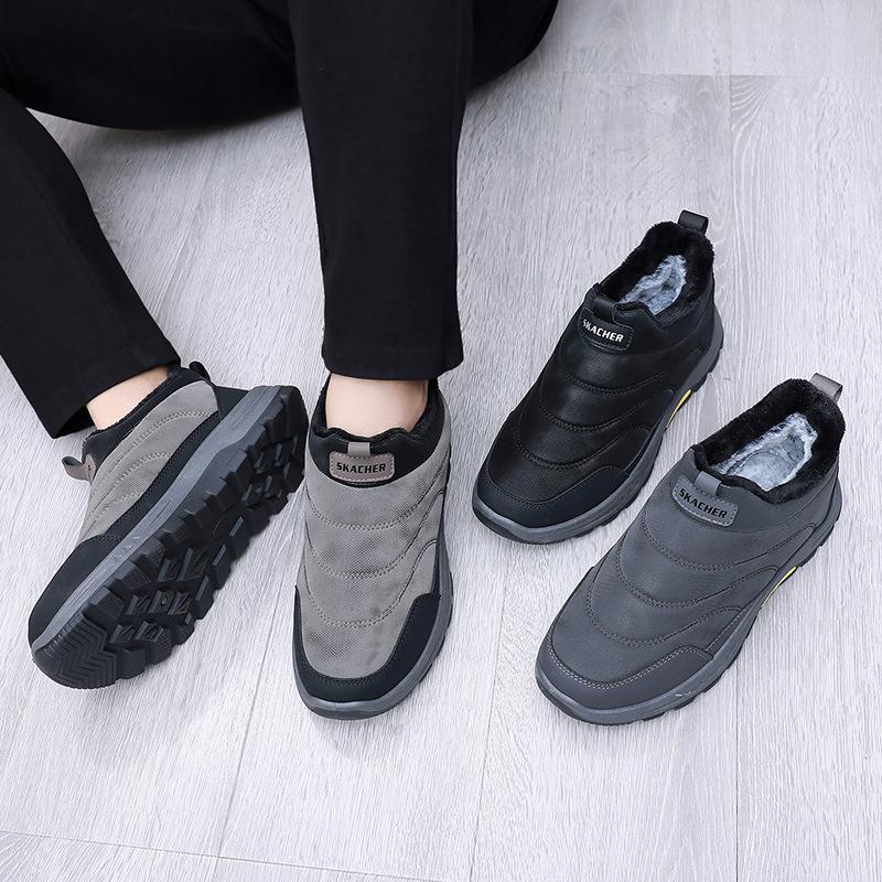 Men's Large Size Soft Sole Winter Warm Non-slip Fur One Snow Boots Padded Otter Fur Lined Ankle Boots Non-slip Outdoor Sports Cotton Boots