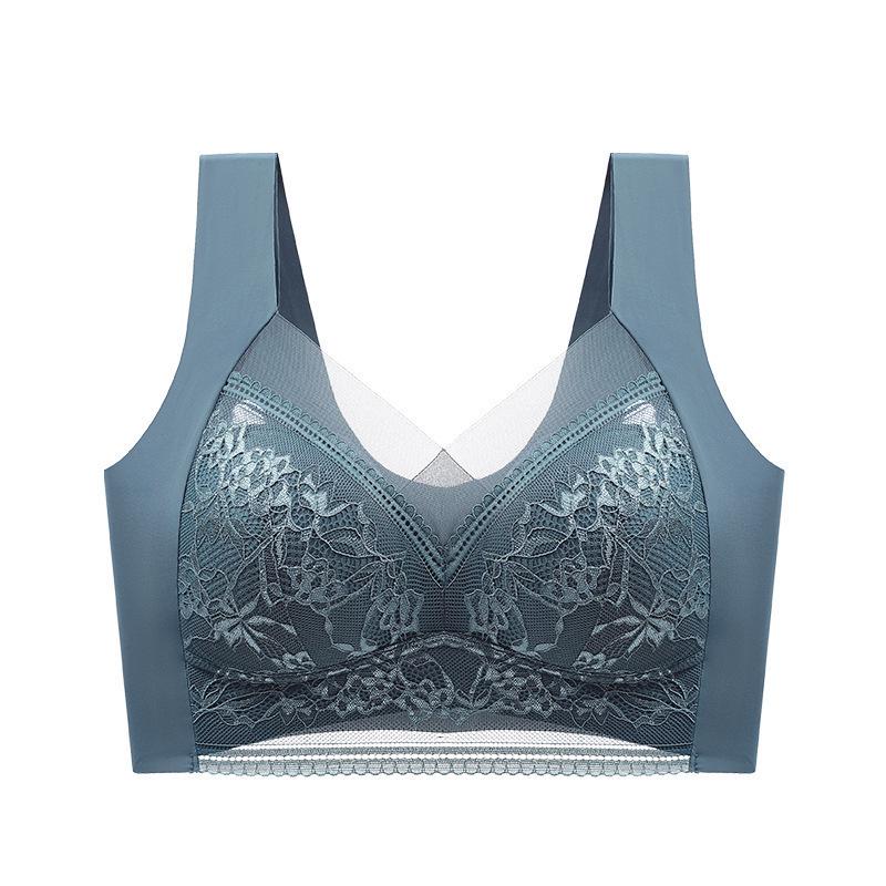 Plus Size Lace Lingerie Sports Bra - Wirefree, Seamless, Anti-Sagging Ice Silk Vest for a Slimmer Look