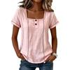 Women Casual Loose Printed Button Short Sleeve Blouse