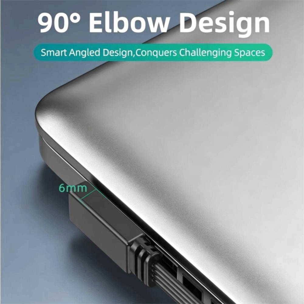 Double Elbow Type C Data Cable 90 Degree Super Soft Mobile Game Cable Flat Flexible Double-Sided USB C Charging Cable Charging