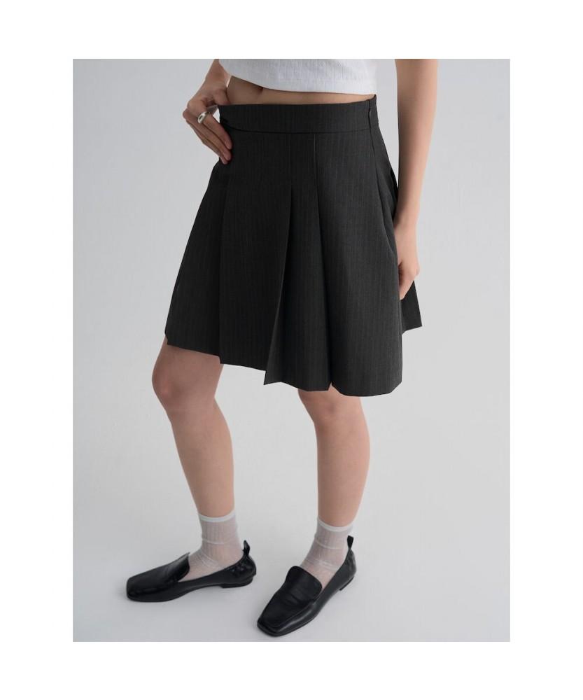 8SECONDS Striped Pleated Mini Skirt Ash