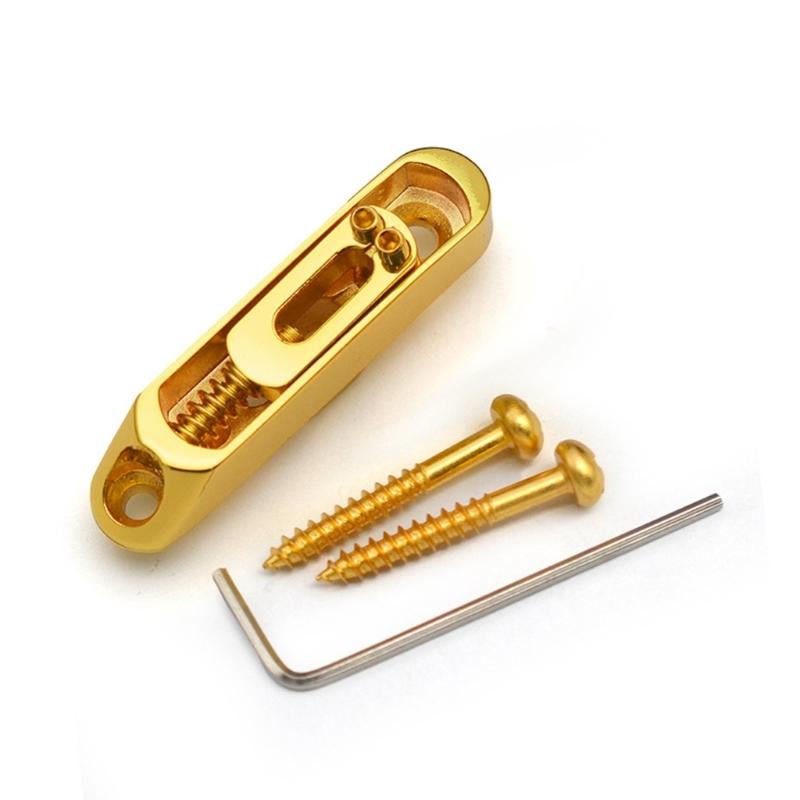 

Adjustable 4 String Bass Guitar Bridge Gold Finish Metal Construction With Independent Saddles Positioning For Customized String Action золотистый