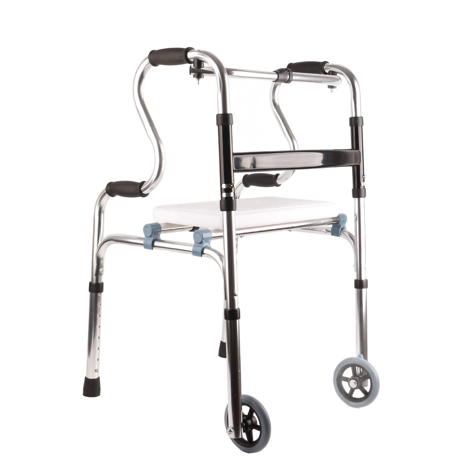 

Складные ходунки из алюминиевого сплава, портативная подставка, регулируемая складная ходунка для восстановления для пожилых людей Seat plate + casters