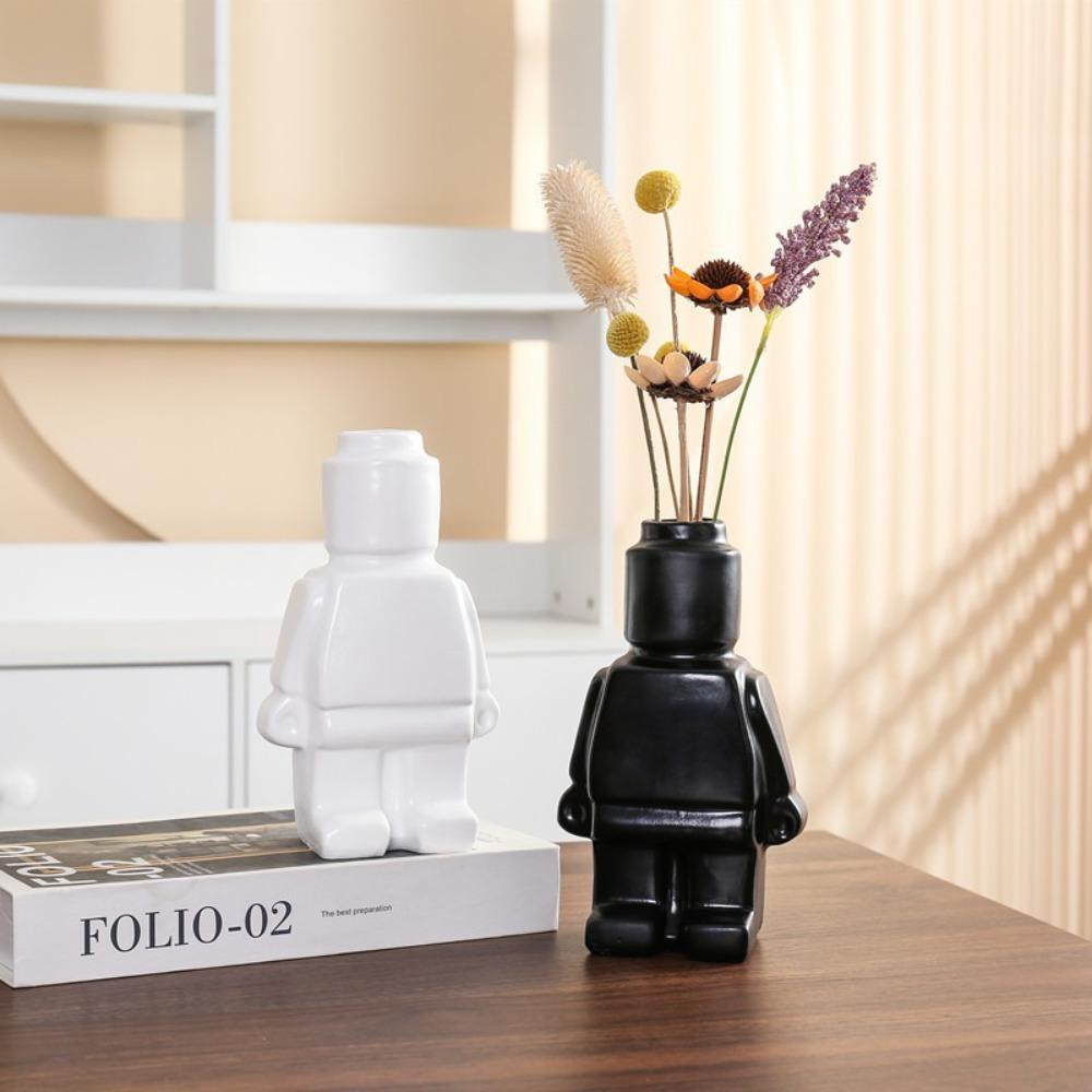 Robot Creative Vase Block Man Desk Decoration Nordic Style Ornament Vase Interior Decoration