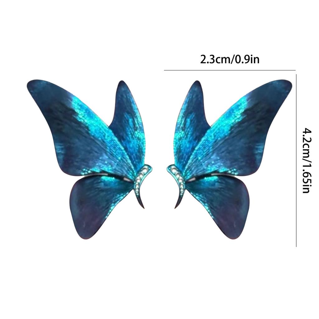 Blue Butterfly Earrings Elegant Wings Earrings Retro Party Earrings Women'S Gift Creative Butterfly Earrings Blue Wings