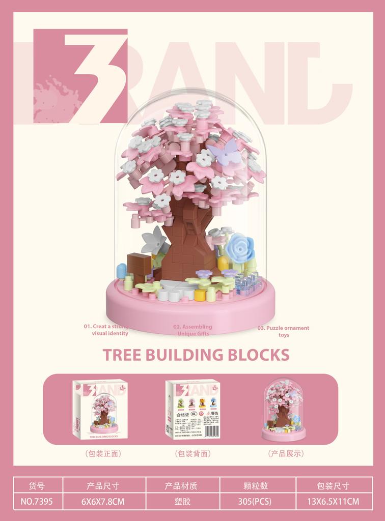 Flowers Sakura Tree Moc Building Blocks for Adults Party Gifts Cherry Blossom Assembly Model Building Toys Home Decoration Girls