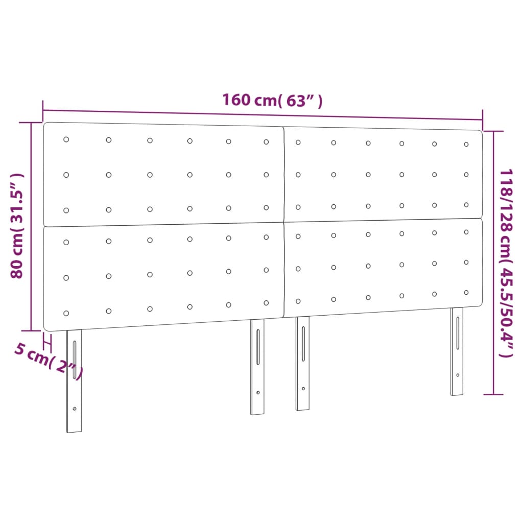 Headboard in Pink 160 x 5 x 118 128 cm Velvet