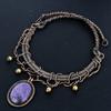 Purpurite 999 Copper Wire Wrapped Necklace, Handmade Gemstone Jewelry Necklace For Memorial Day