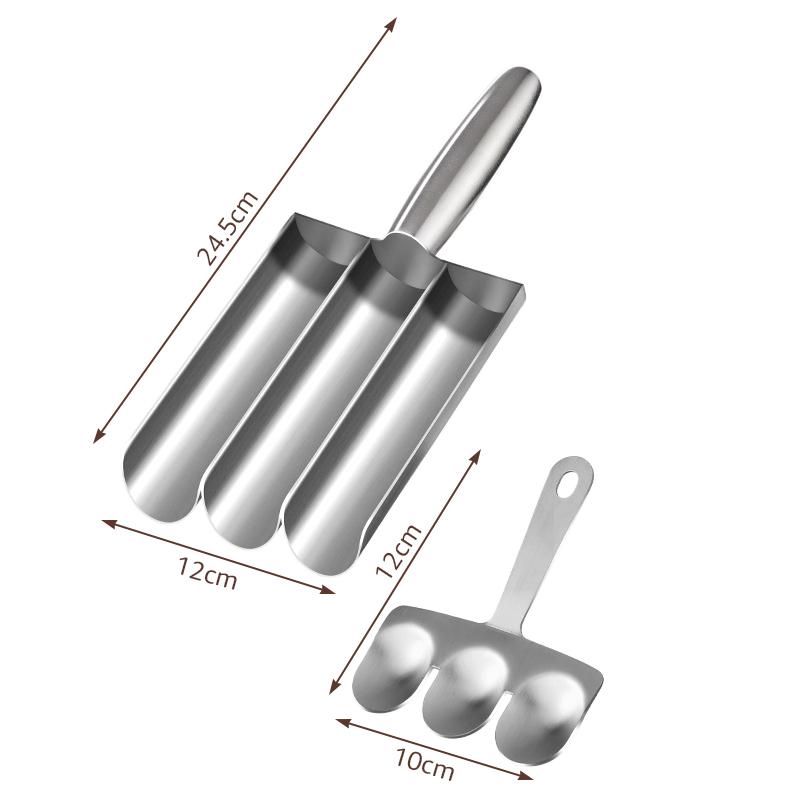 304 Edelstahl Fleischbällchenformer Dreifachrohr Lebensmittelballform mit Schöpflöffel Fischbällchen Garnelenpaste Form Reisbällchen Küchenwerkzeug Effizienter Fleischbällchenformer