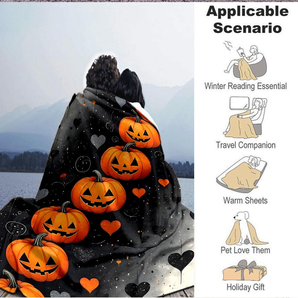 1PC Halloween Pumpkins Blanket, Throw For Sofa, Bed, Travel, Camping, Livingroom, And Bed, Printing Blanket With Soft And Warm Fabric Yy250918185