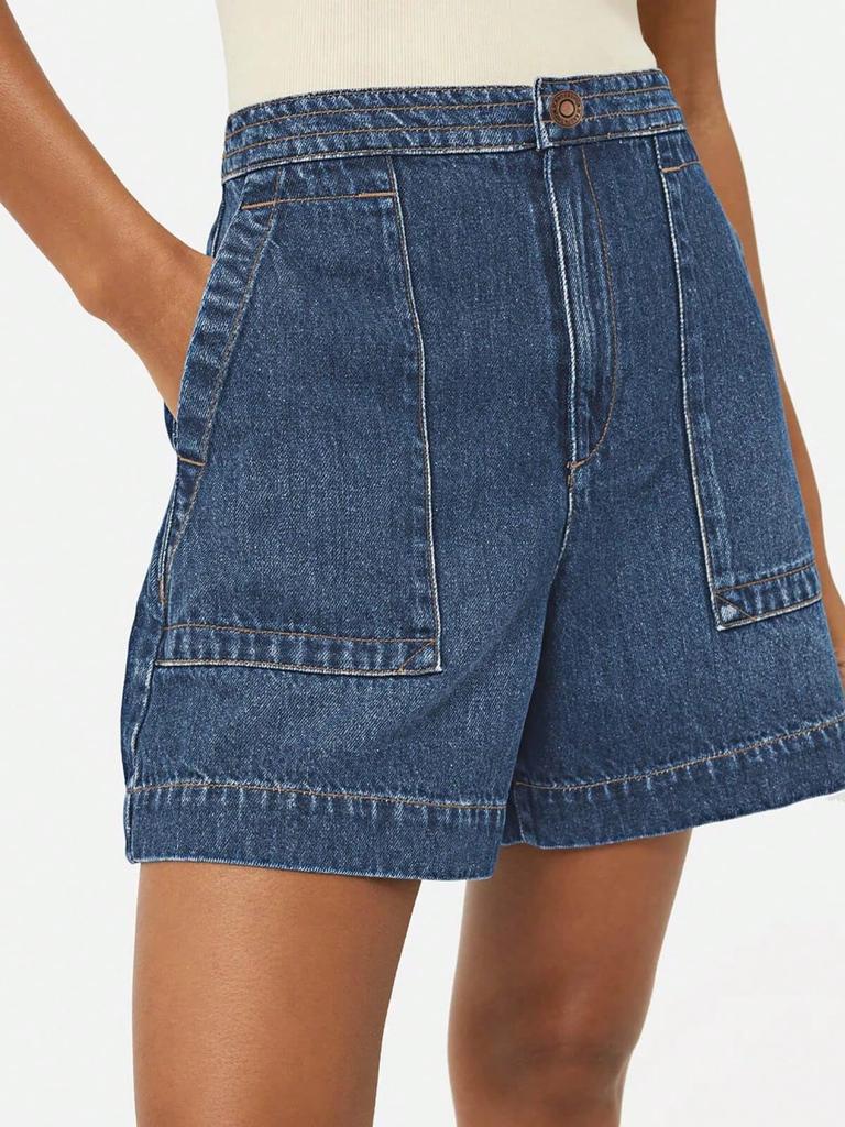 Women's High Waist Wide Leg Denim Shorts Casual Summer Jean Shorts with Pockets