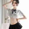 Sex Underwear Sexy Perspective College White Shirt Bow British Pleated Skirt Free