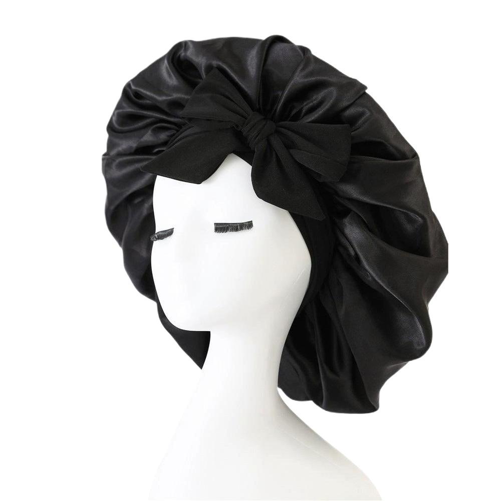

1pc Satin Bonnet Silk Bonnet Adjustable Bonne for Sleeping Hair Bonnet with Tie Band Bonnets for Curly Dreadlock Braid Hair Care чёрный