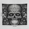 Wandbehang Schwarz-Weiß Totenkopfmuster Wandteppich für Schlafzimmer 50"x60" Vintage Wandteppiche Veranda Hängender Hintergrund Wandposter