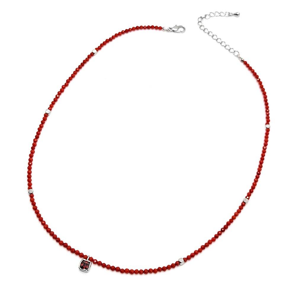 Slim Gemstone Coral Necklace