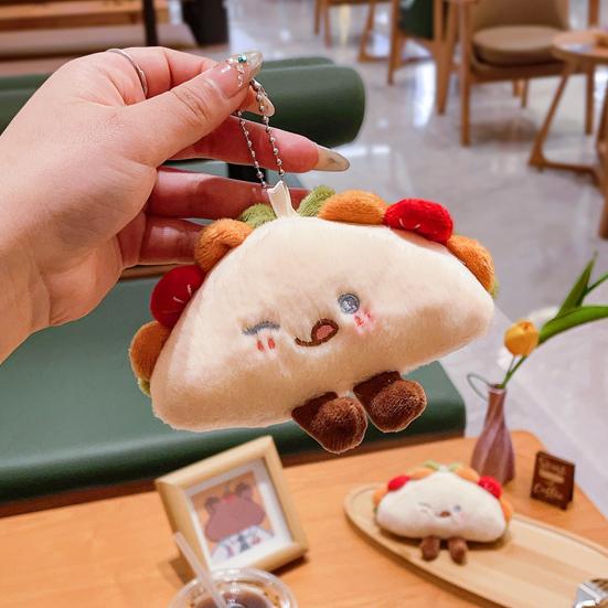 Schlüsselanhänger Anhänger Kompakte Größe Plüsch Taco Form Weiches Samt Verspielter Ausdruck Schlüsselanhänger Tasche Schlüssel Zubehör mit Perlenkettenverschluss