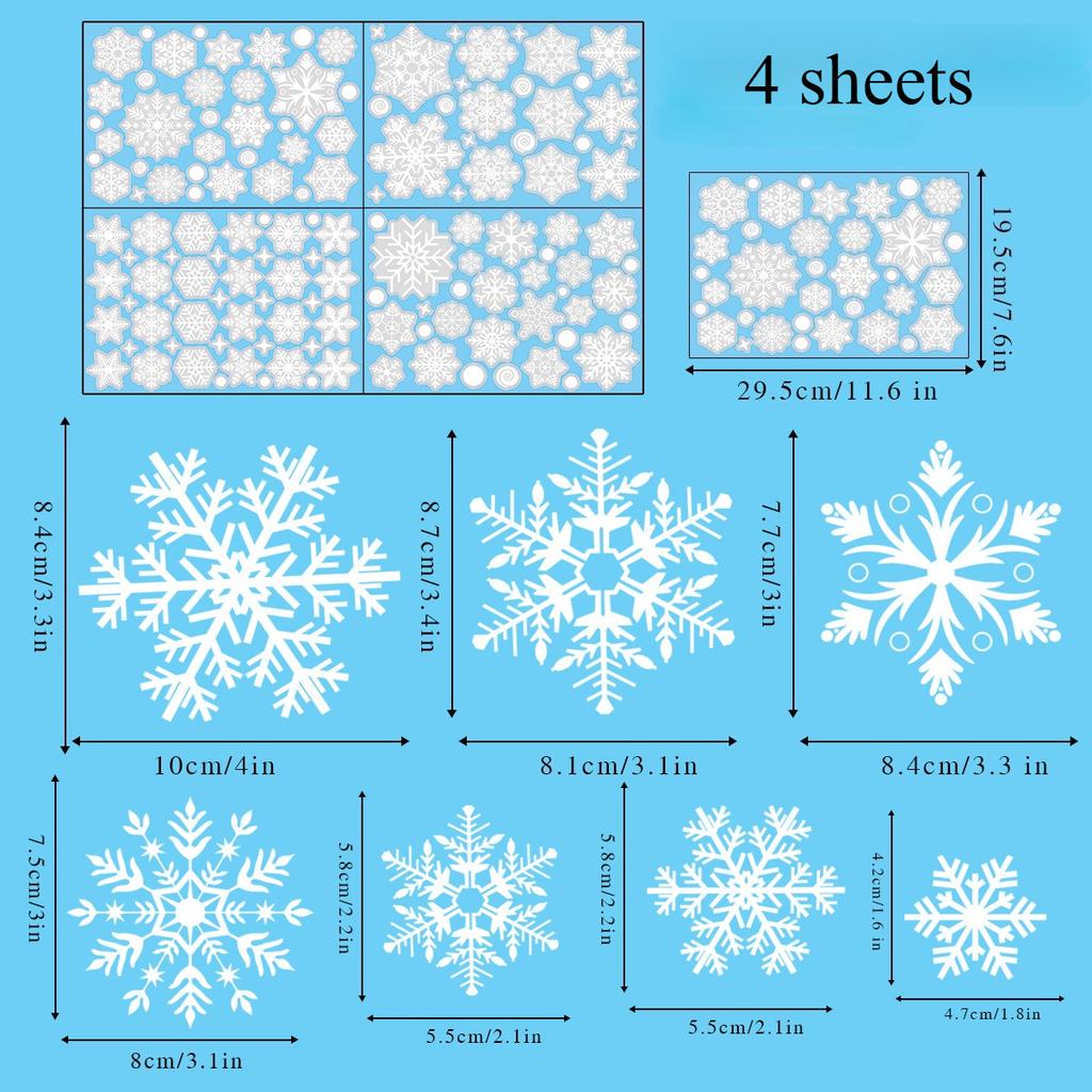 Christmas Snowflake Window Clings PVC Electrostatic Stickers for Glass Winter Holiday Home Decor Reusable Wall Decals