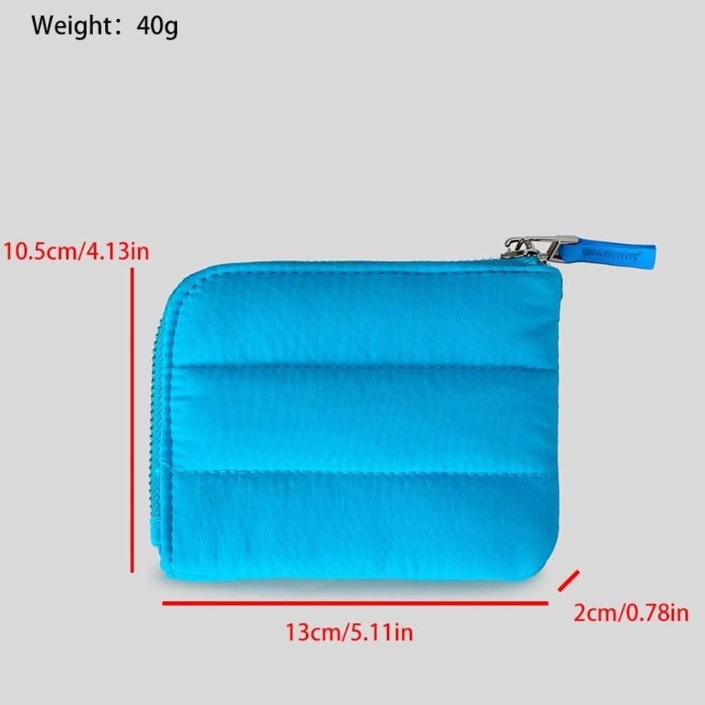 New Solid Color Quilted Coin Purse Ultralight Square Padded Wallet Nylon Portable Mini Card Holder
